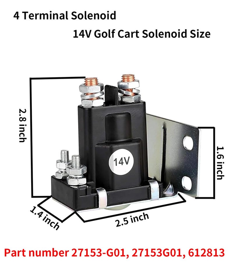 Viefow 14V Golf Cart Solenoid 200A 4 Terminal Fits Series 1992 & Up EZGO TXT Gas Vehicles Medalist ST Replace Part Number 27153-G01 27153G01 612813 - Image 2